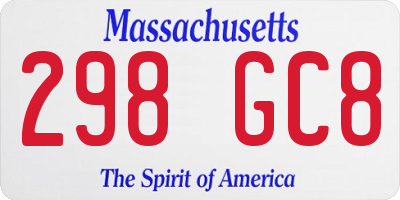 MA license plate 298GC8