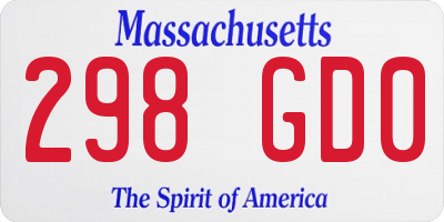 MA license plate 298GD0