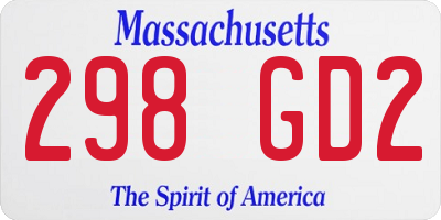 MA license plate 298GD2
