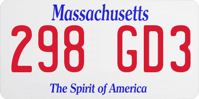 MA license plate 298GD3