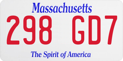 MA license plate 298GD7