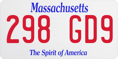 MA license plate 298GD9