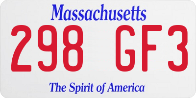 MA license plate 298GF3