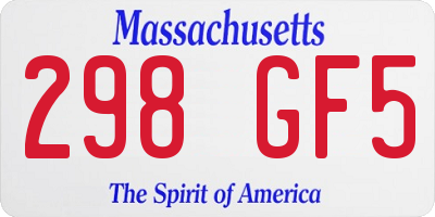MA license plate 298GF5
