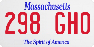 MA license plate 298GH0