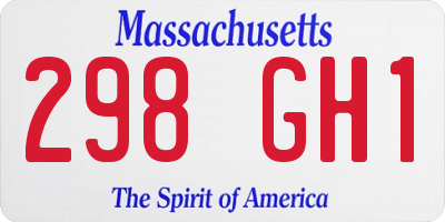 MA license plate 298GH1