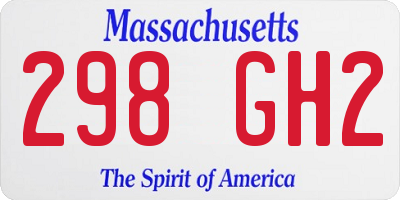 MA license plate 298GH2