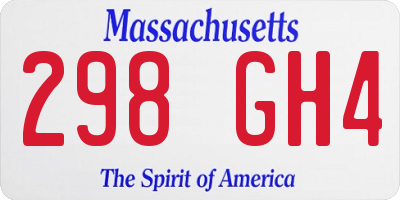 MA license plate 298GH4
