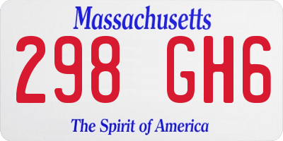 MA license plate 298GH6