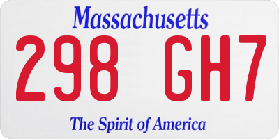 MA license plate 298GH7