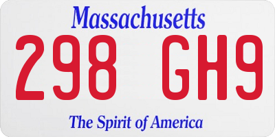 MA license plate 298GH9
