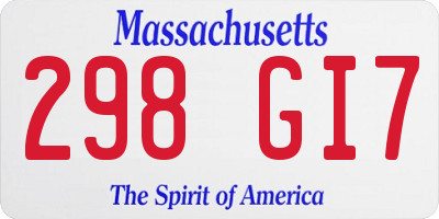 MA license plate 298GI7
