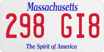 MA license plate 298GI8