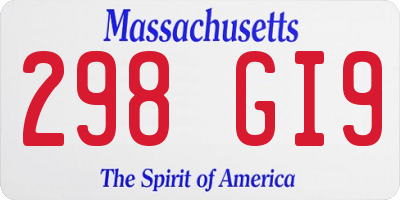 MA license plate 298GI9
