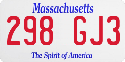 MA license plate 298GJ3