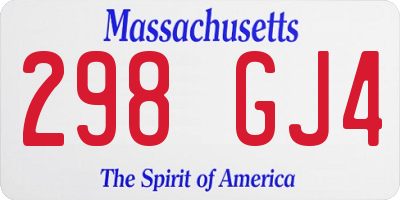 MA license plate 298GJ4