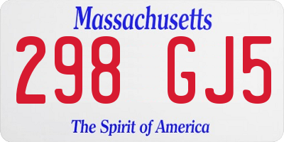 MA license plate 298GJ5
