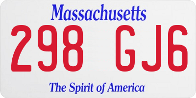 MA license plate 298GJ6