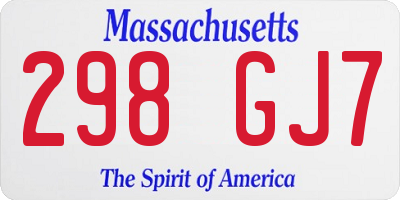 MA license plate 298GJ7