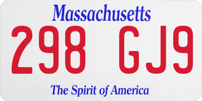 MA license plate 298GJ9