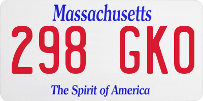 MA license plate 298GK0