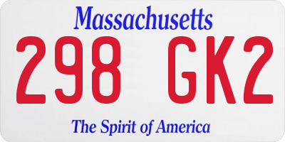 MA license plate 298GK2