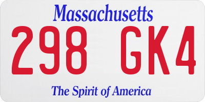 MA license plate 298GK4