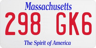 MA license plate 298GK6