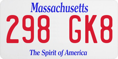 MA license plate 298GK8