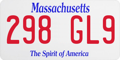 MA license plate 298GL9