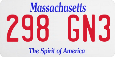 MA license plate 298GN3