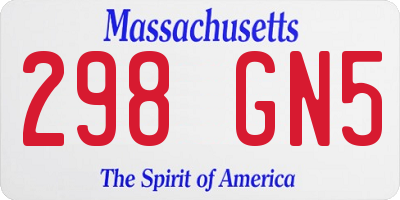 MA license plate 298GN5