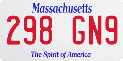 MA license plate 298GN9