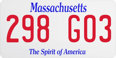 MA license plate 298GO3