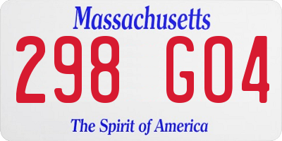 MA license plate 298GO4