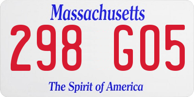 MA license plate 298GO5