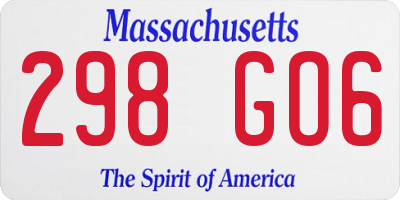 MA license plate 298GO6