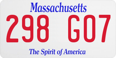 MA license plate 298GO7