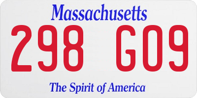 MA license plate 298GO9