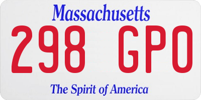 MA license plate 298GP0
