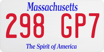 MA license plate 298GP7