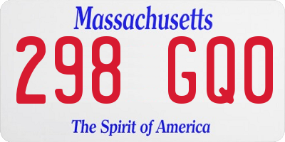 MA license plate 298GQ0