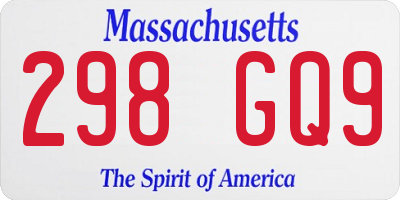 MA license plate 298GQ9
