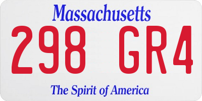 MA license plate 298GR4