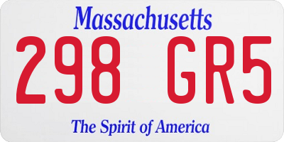 MA license plate 298GR5
