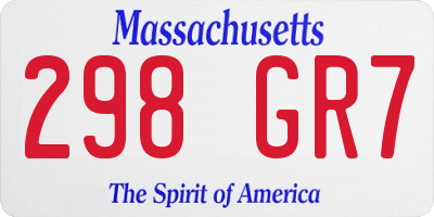 MA license plate 298GR7