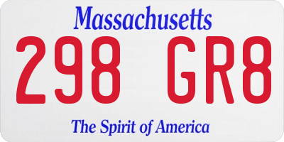 MA license plate 298GR8