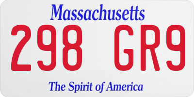 MA license plate 298GR9