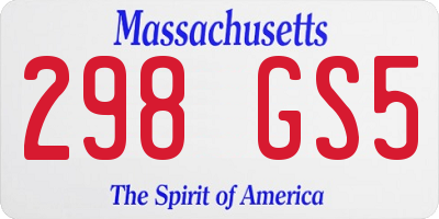 MA license plate 298GS5