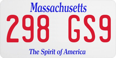 MA license plate 298GS9